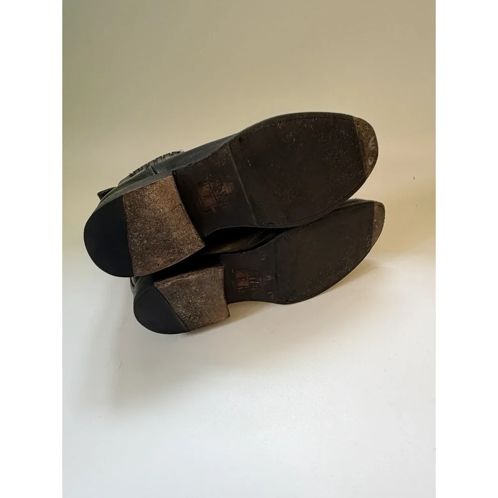 FRYE Women's Pippa Moto Chelsea Boot Leather pull on Black 7.5 B Broken In Edgy